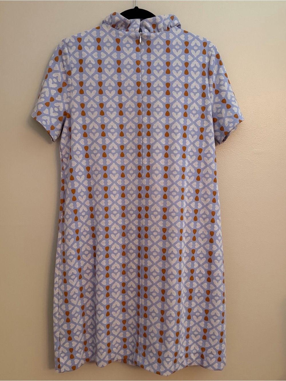 🤍 Tyler Böe Blue Geometric Ruffle Neck Swing Dress Size M - Picture 3 of 6